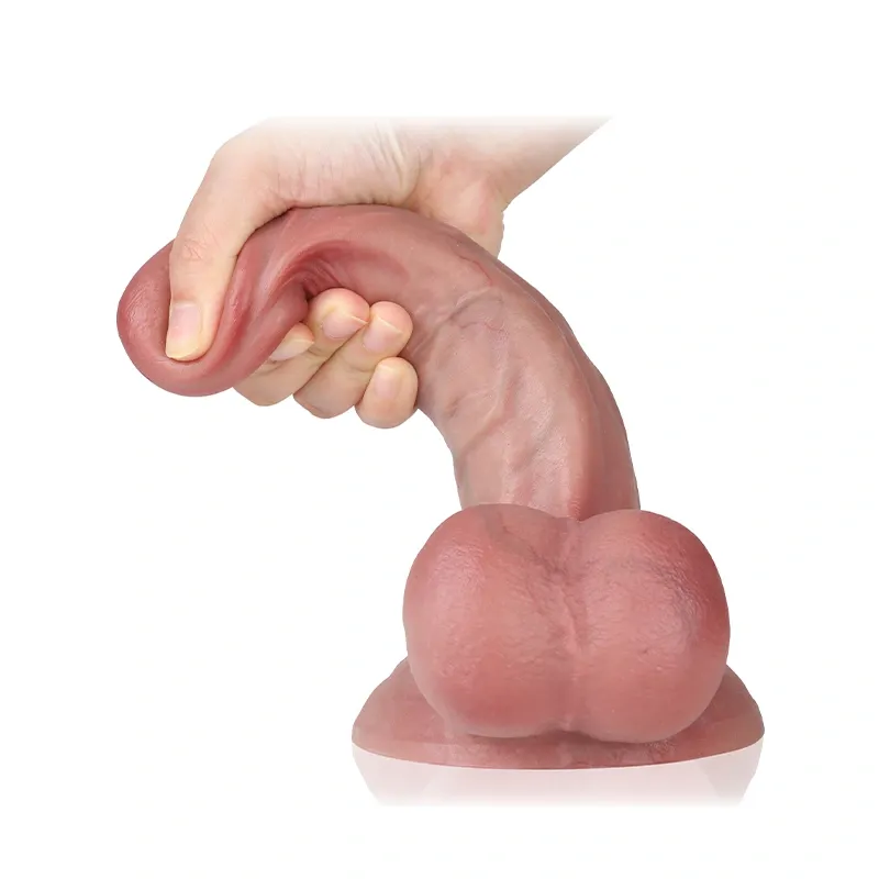 Ultra Realistische Siliconen Huidkleurige Dildo met Ballen 8 Inch