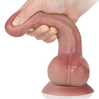 Levensechte Vloeibare Siliconen Dildo Met Sexy Ballen 8,07 Inch