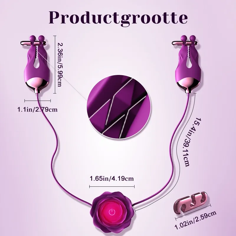 Verstelbare trillende tepelklem met rozetschakelaar