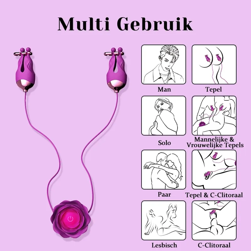 Verstelbare trillende tepelklem met rozetschakelaar