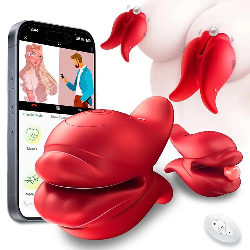 APP/Afstandsbediening - Superkrachtige trillende tepelklemmen