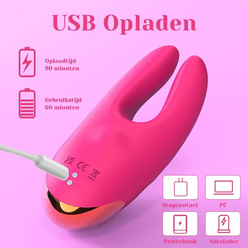 Clitorisvibrator en tepelklemmen massager met 10 vibratie- en klemstanden