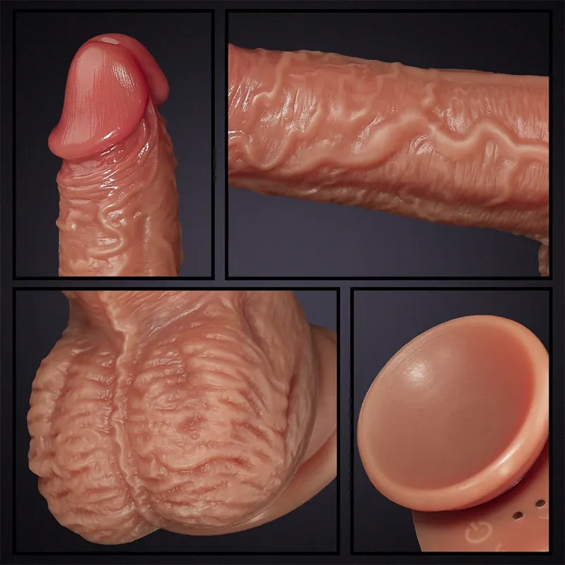 7,7 Inch Telescopische Schommelende Verwarmbare Vloeibare Siliconen Elektrische Dildo