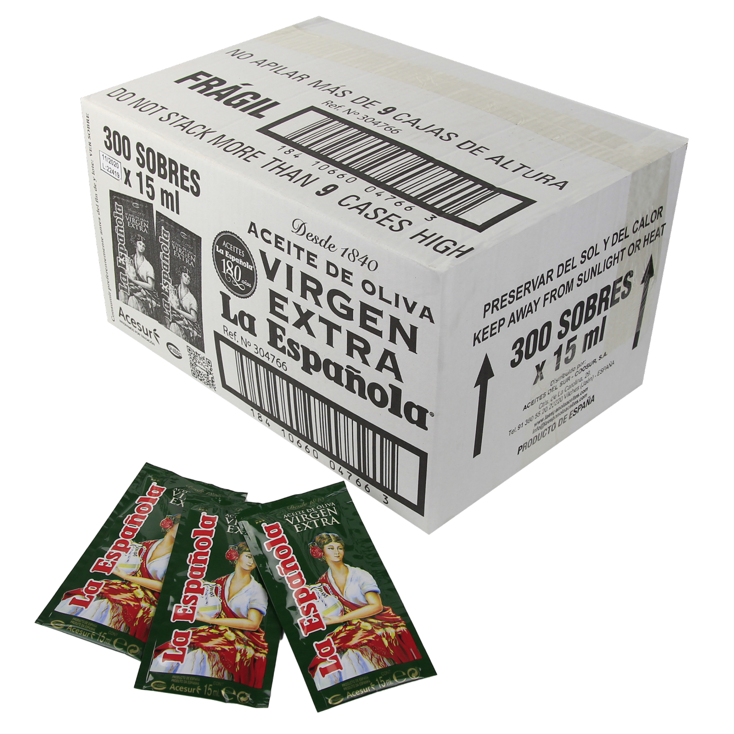 300 Sobres de Aceite de Oliva Virgen Extra de 15ml