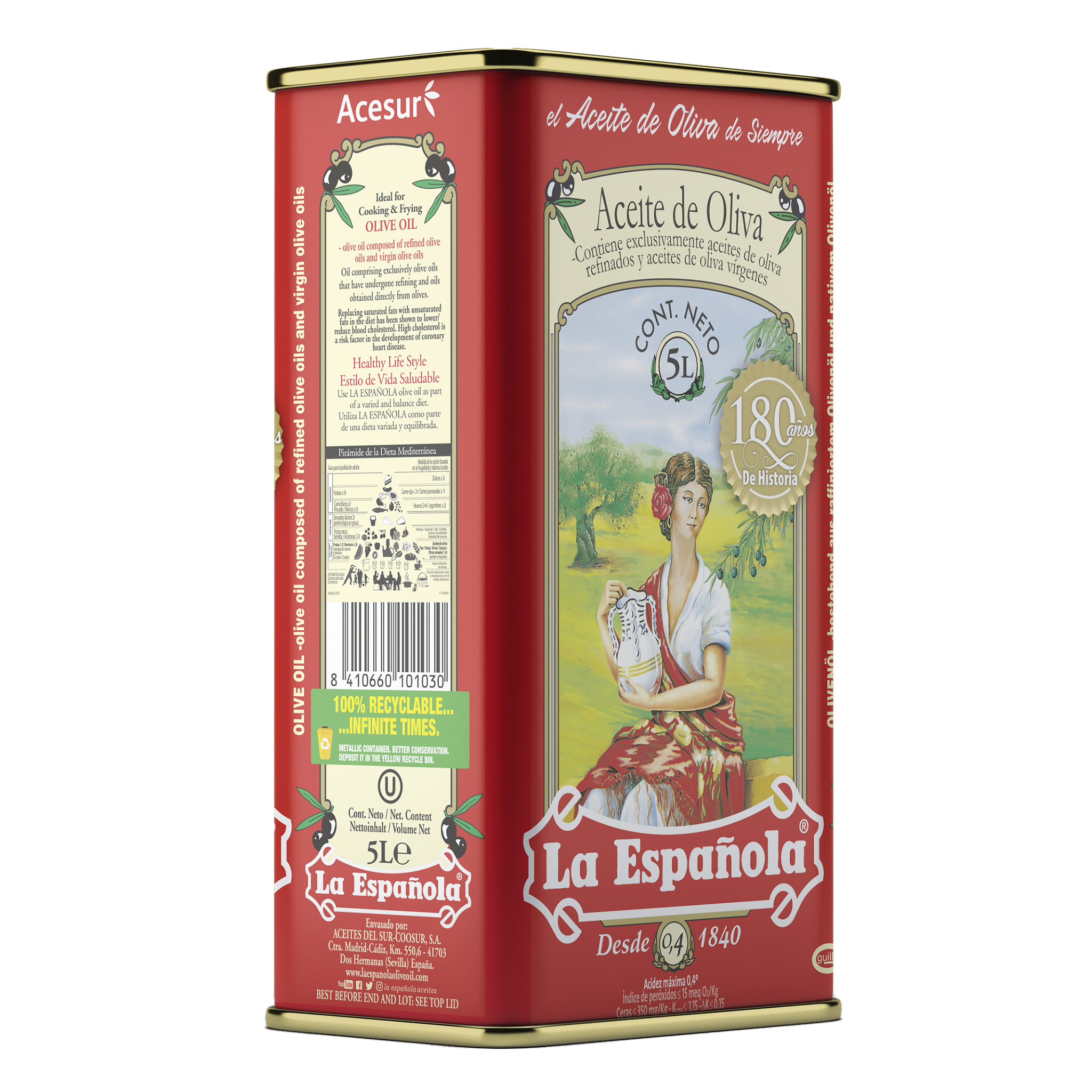 Aceite de Oliva Suave 0,4º La Española en Lata 5L