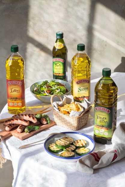 Borges - Aceite de Oliva Virgen Extra Variedad Picual Borges - Equilibrado y Sabroso - Bajo en grasas saturadas - Especial para Aliñar y Parillas - Vegano - Botella de vidrio de 750 mililitros