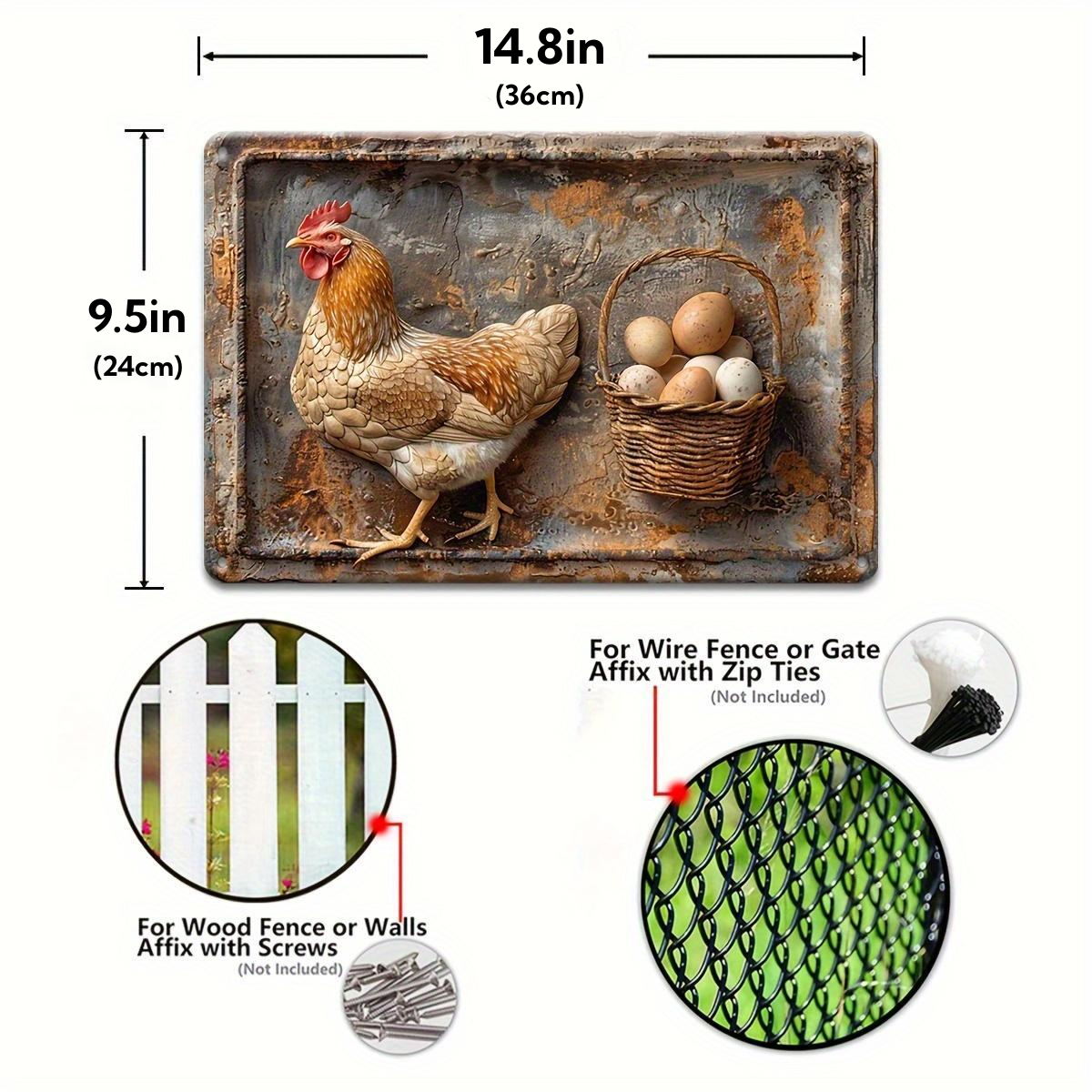 ON SALEVintage Chicken & Fresh Eggs Metal Sign - Rustic Wall Decor