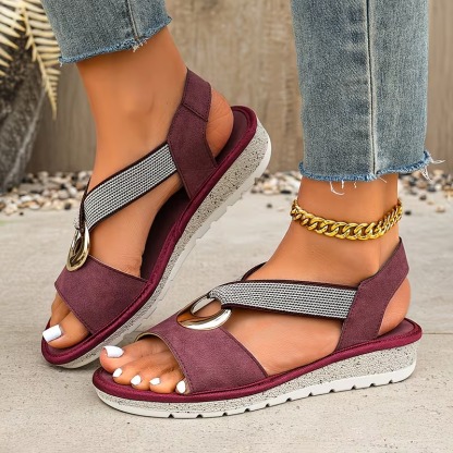Women's Metal Buckle Flat Sandals