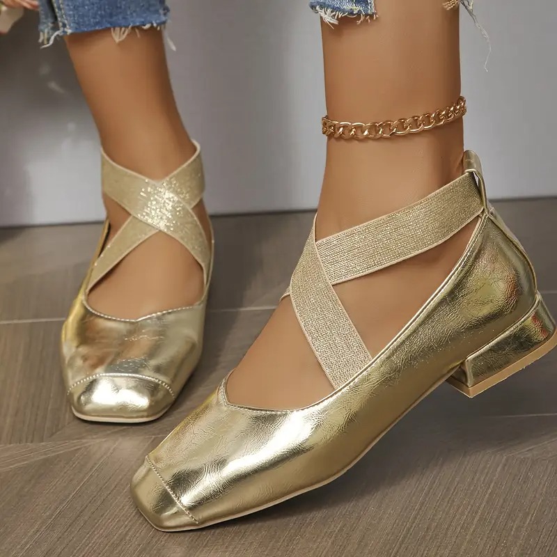 Women's Low-heeled Cross-elastic Single Shoes