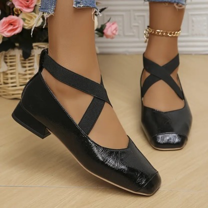 Women's Low-heeled Cross-elastic Single Shoes