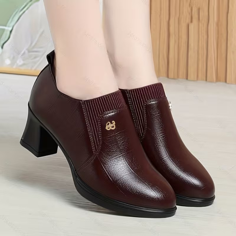 Women's Retro British Style Chunky Heel Loafers
