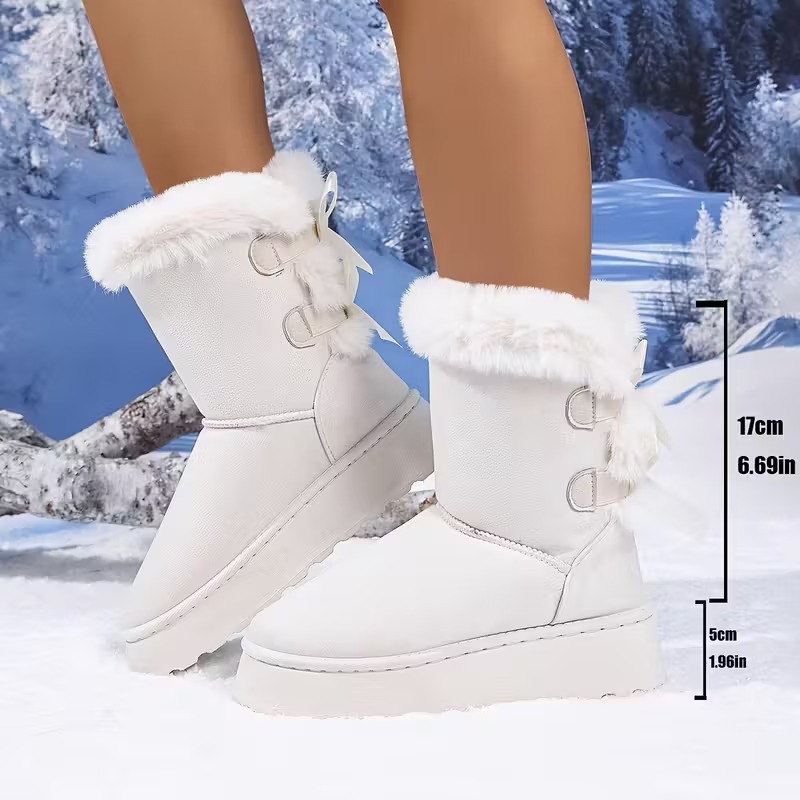 Women's Plush Bow Snow Boots