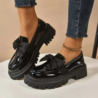 Retro Style Leather Slip-on Loafers