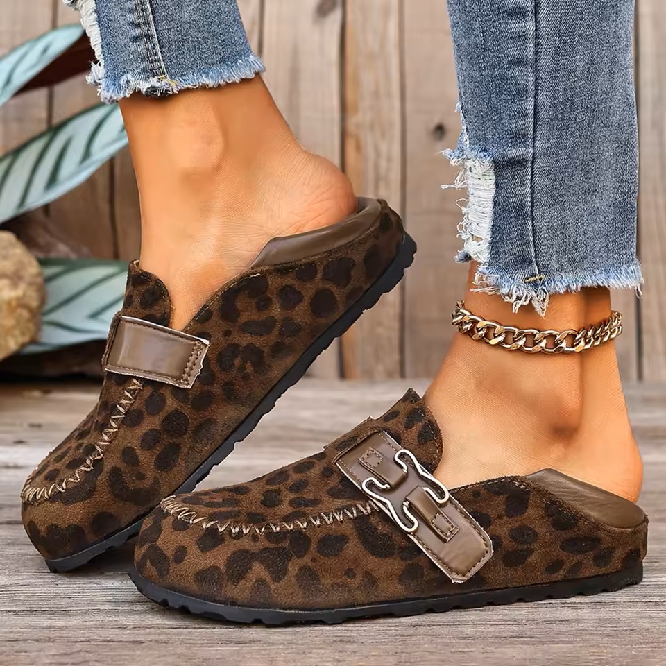 Women's Round Toe Retro Slip-on Mules