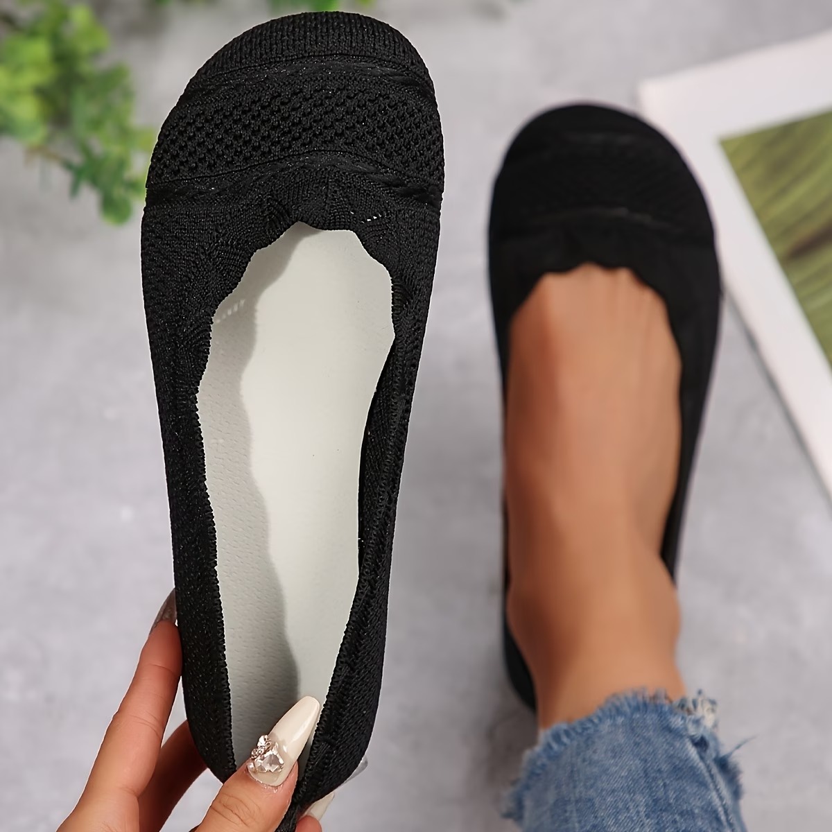 Women's Round-Toe Knitted Flats