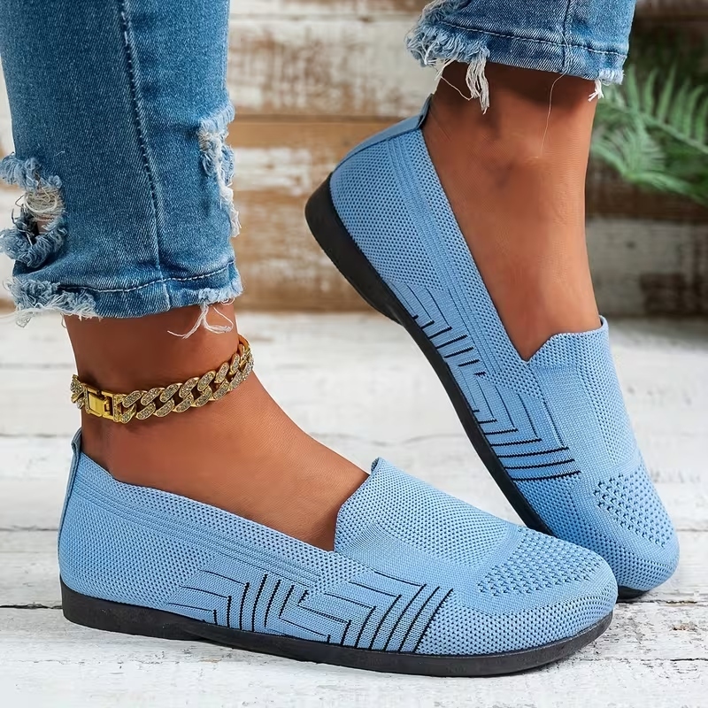 Women's Striped Mesh Flats