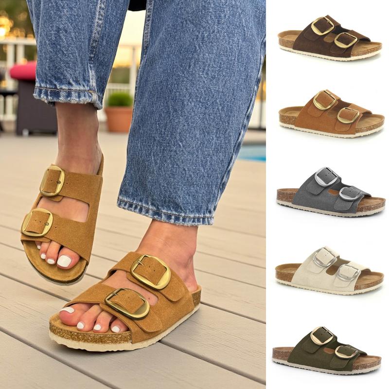Women's Flat Double Buckled Sandal