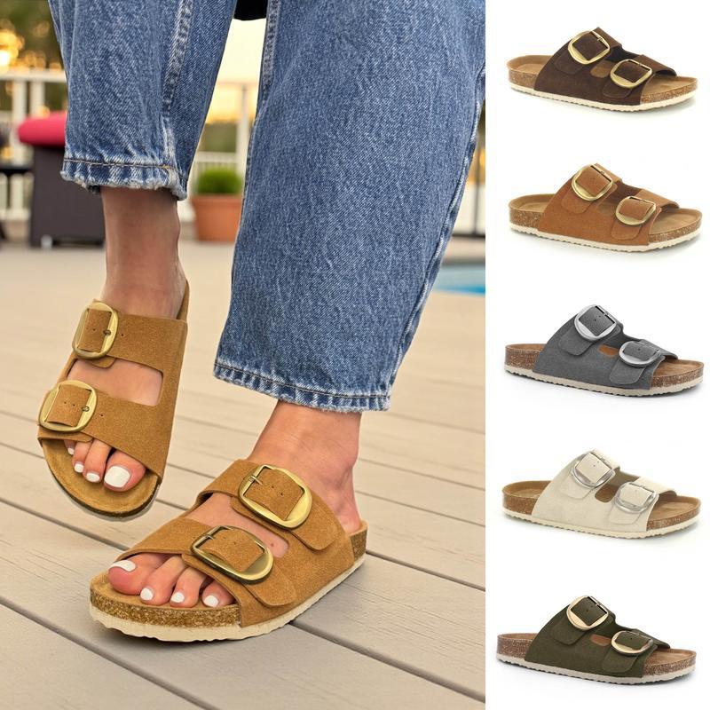 Women's Flat Double Buckled Sandal