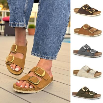 Women's Flat Double Buckled Sandal