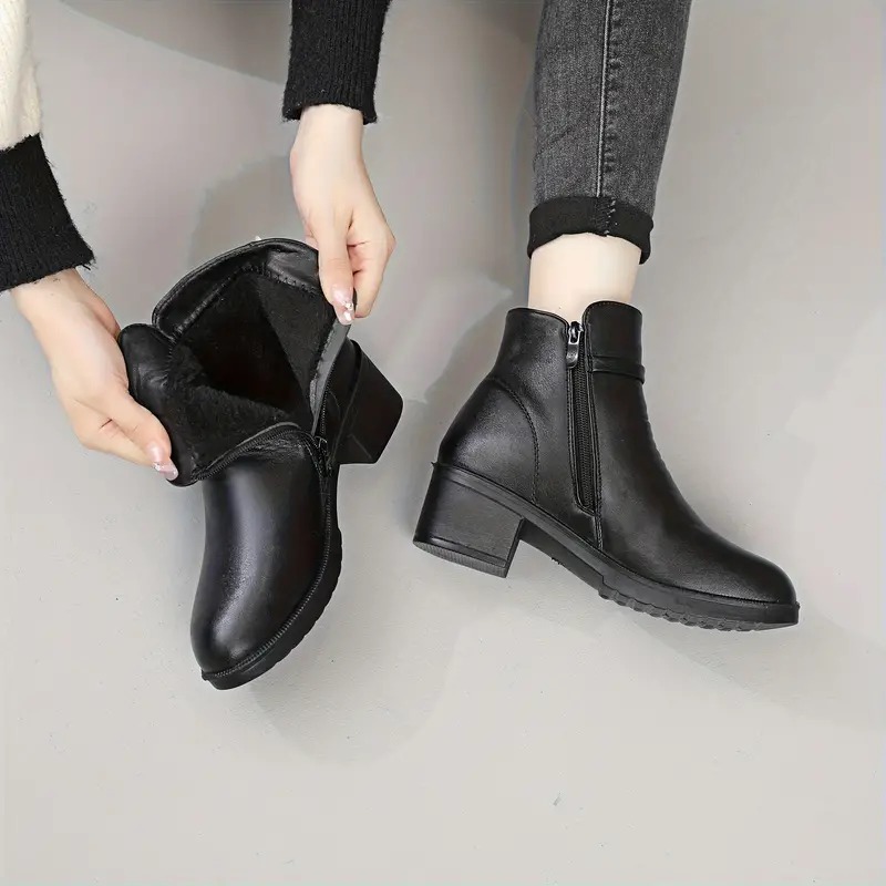 Winter Thick Heel Medium Heel Short Boots