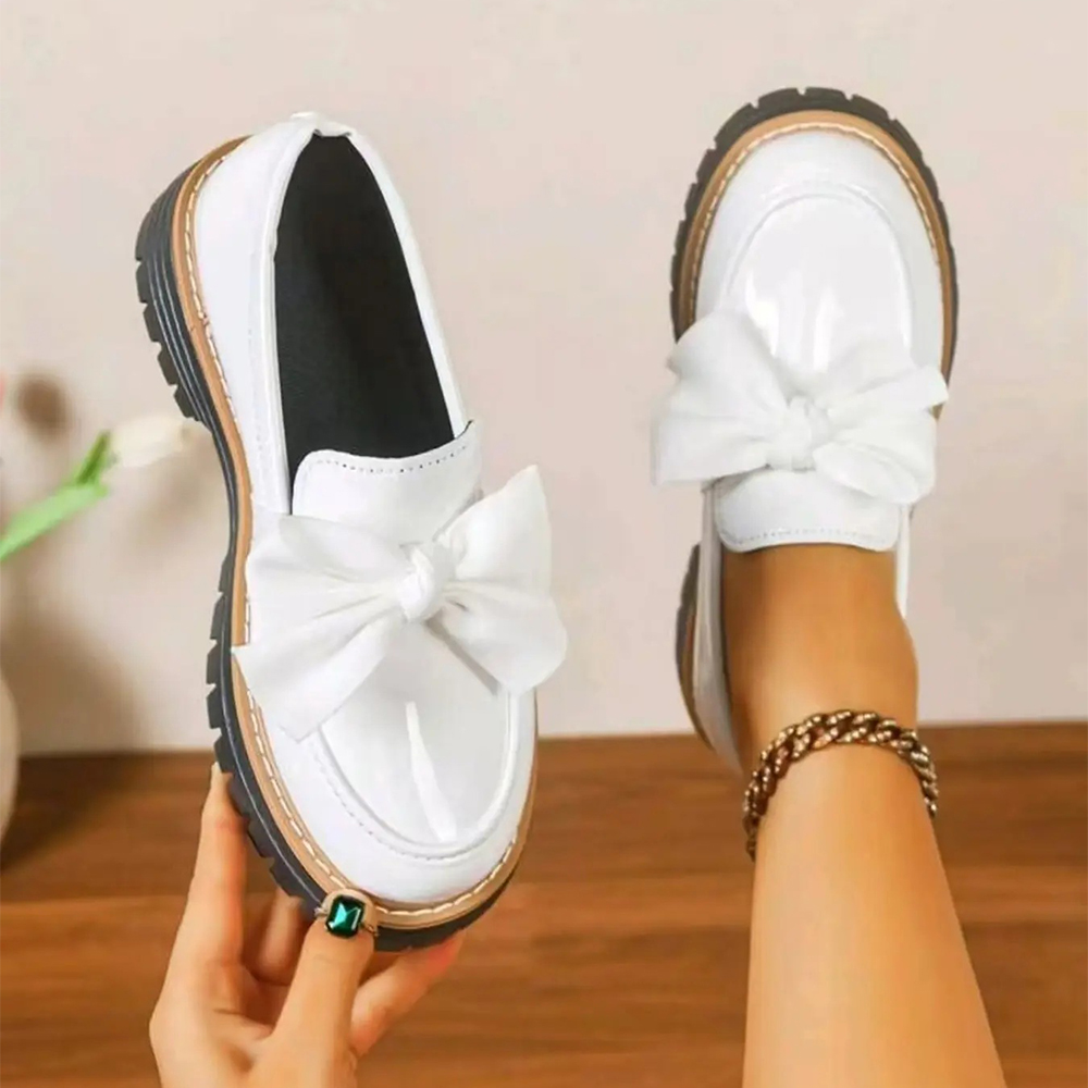 Bowknot Retro Thick-Soled Shoes