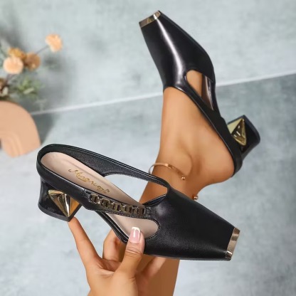 Women's Metallic Metal Chain Sandals