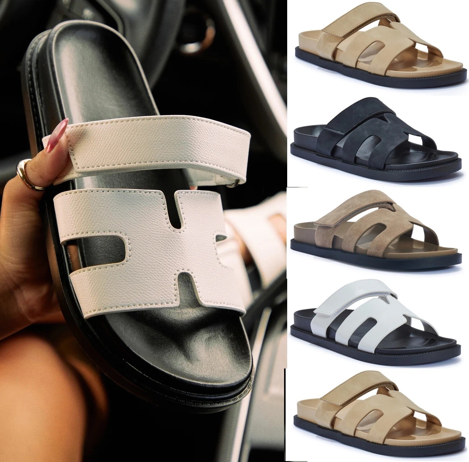 Women's Summer Flatform Strap Sliders