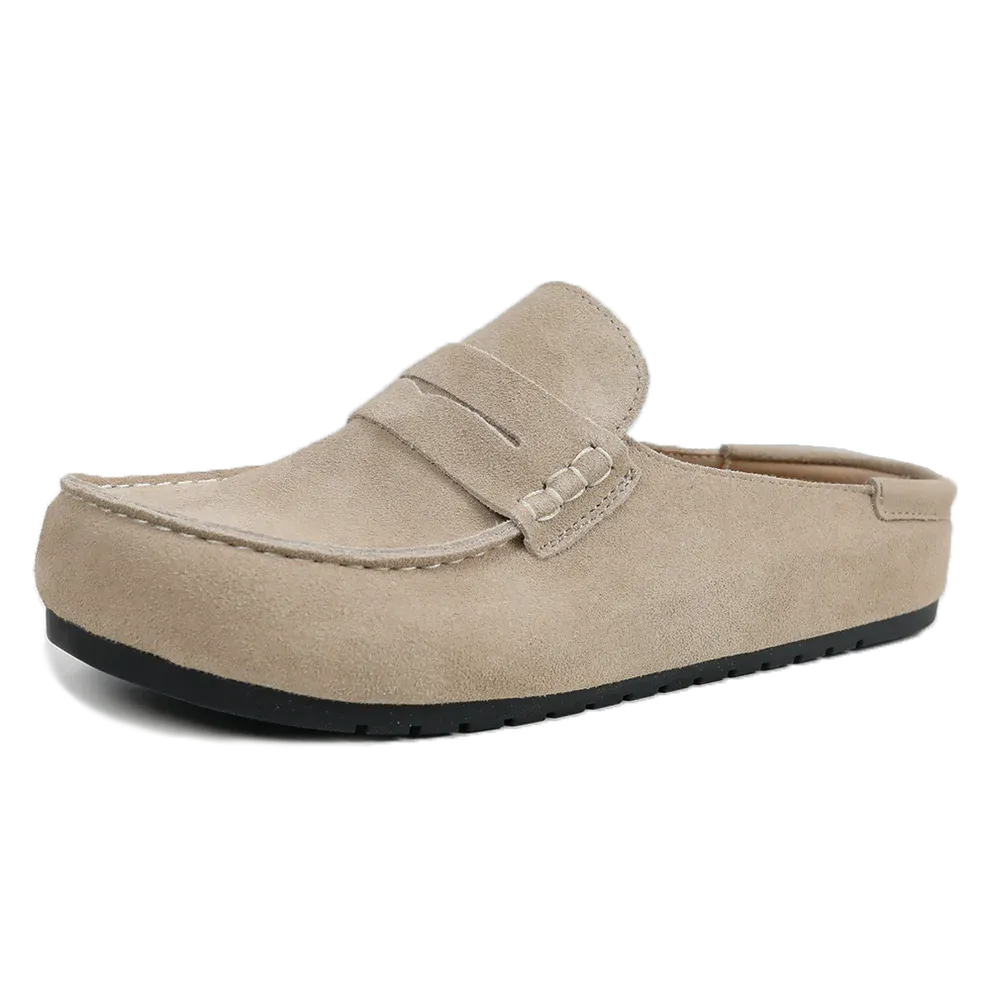 Genuine Suede Loafer Mules