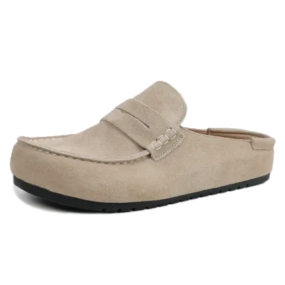 Genuine Suede Loafer Mules