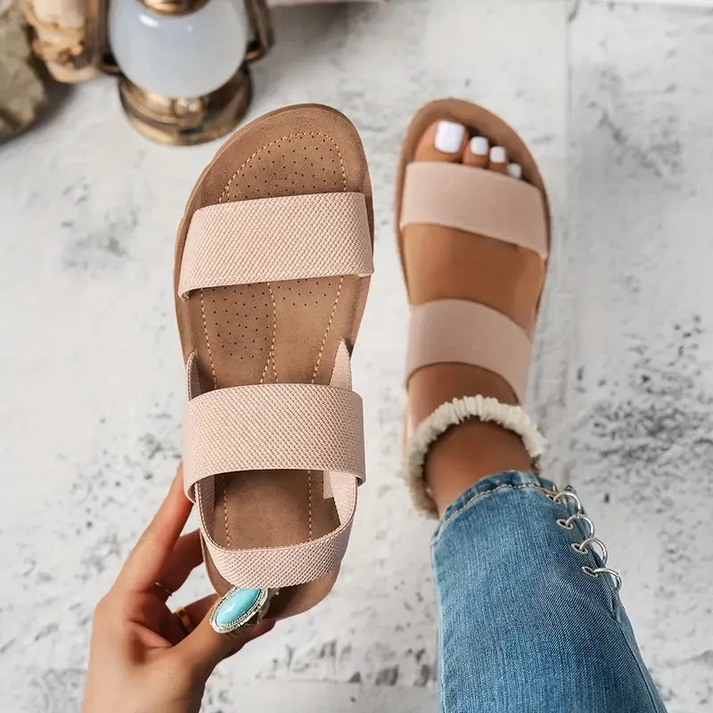 Women’s Elasticated Wedge-Heeled Casual Sandals