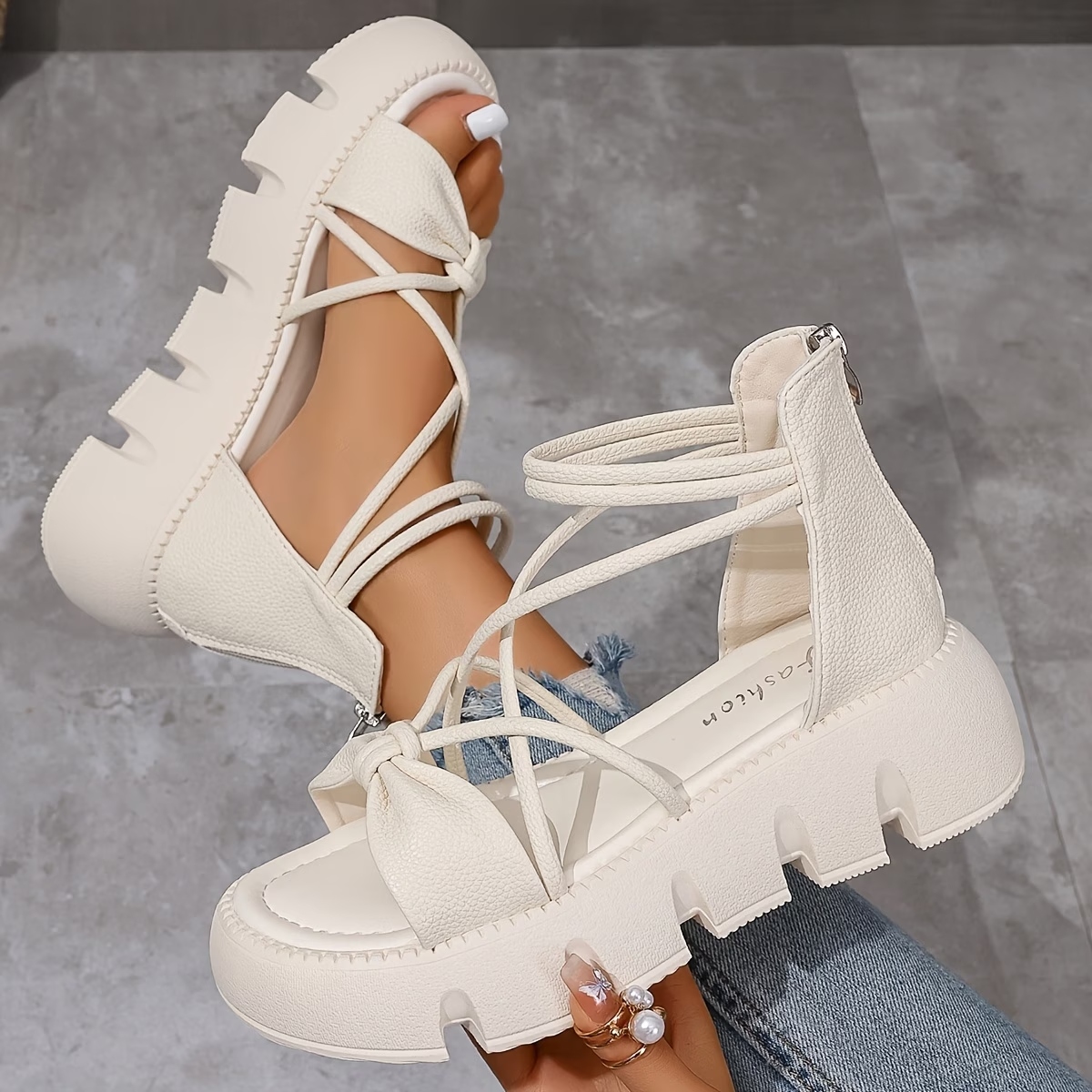 Women's Back Zipper Mid-Heel Flats