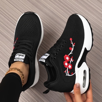 Women'S Embroidered Wedge Sneakers