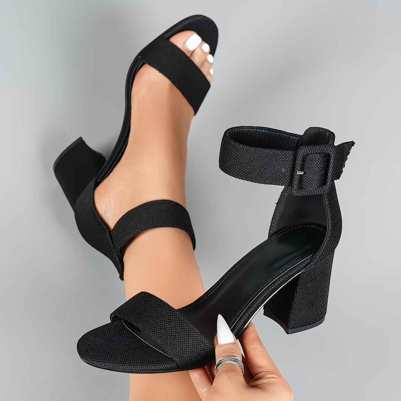 Women's Adjustable Ankle Strap Chunky Heels