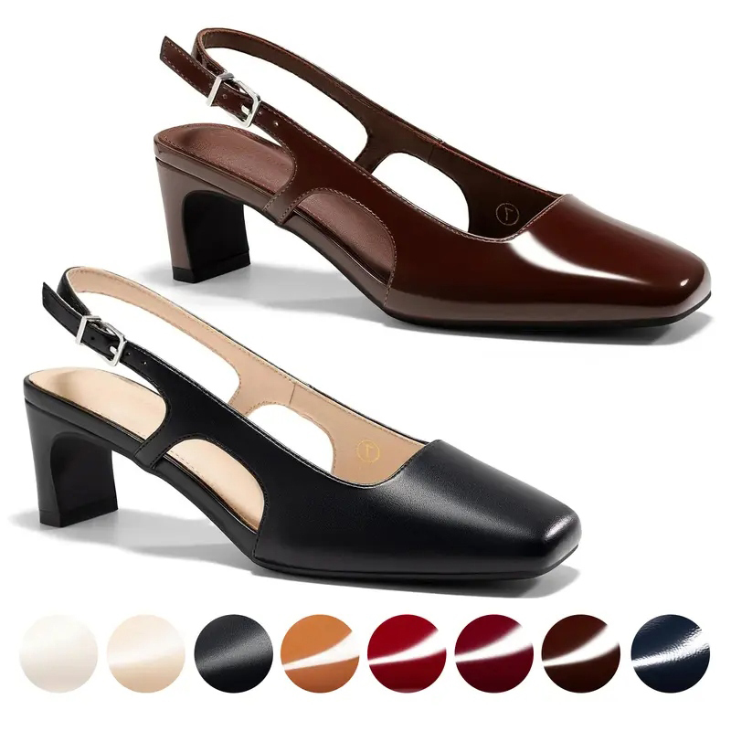 Women's Slingback Chunky Low Heels
