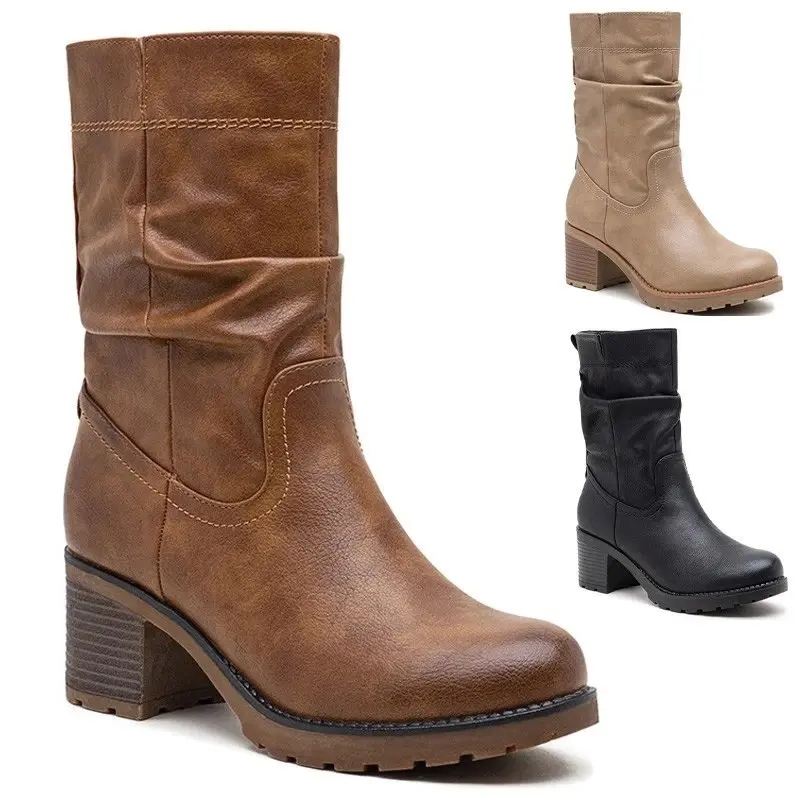 Women's Comfy Rouched Ankle Boots