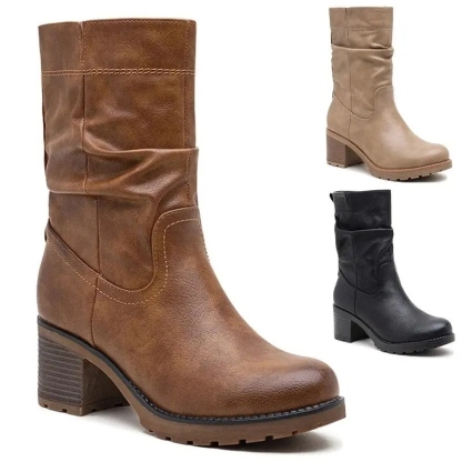Women's Comfy Rouched Ankle Boots