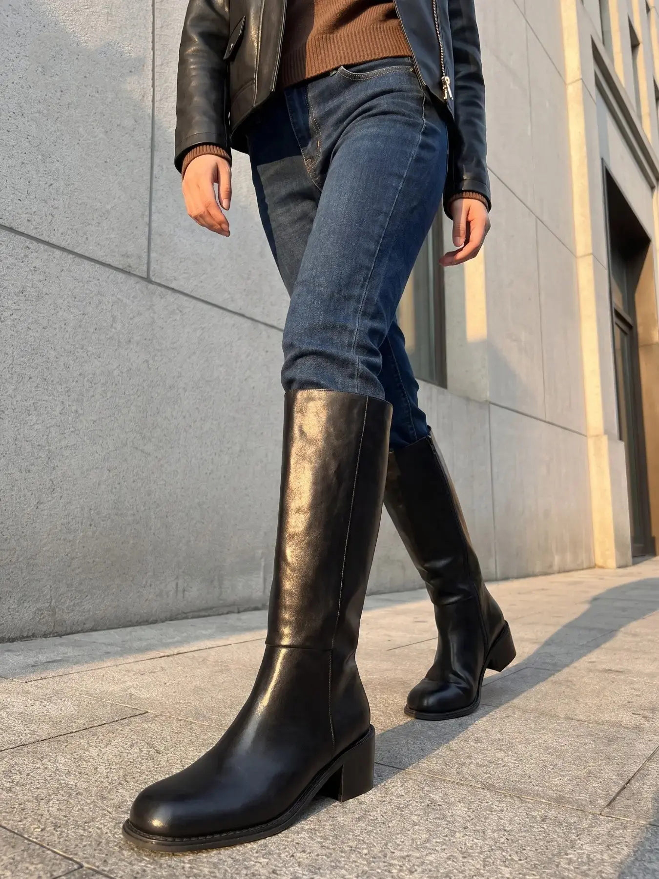 Women's Elegant Square Toe Knee Boots