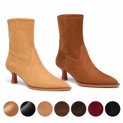 Women's Stacked Kitten Ankle Boots