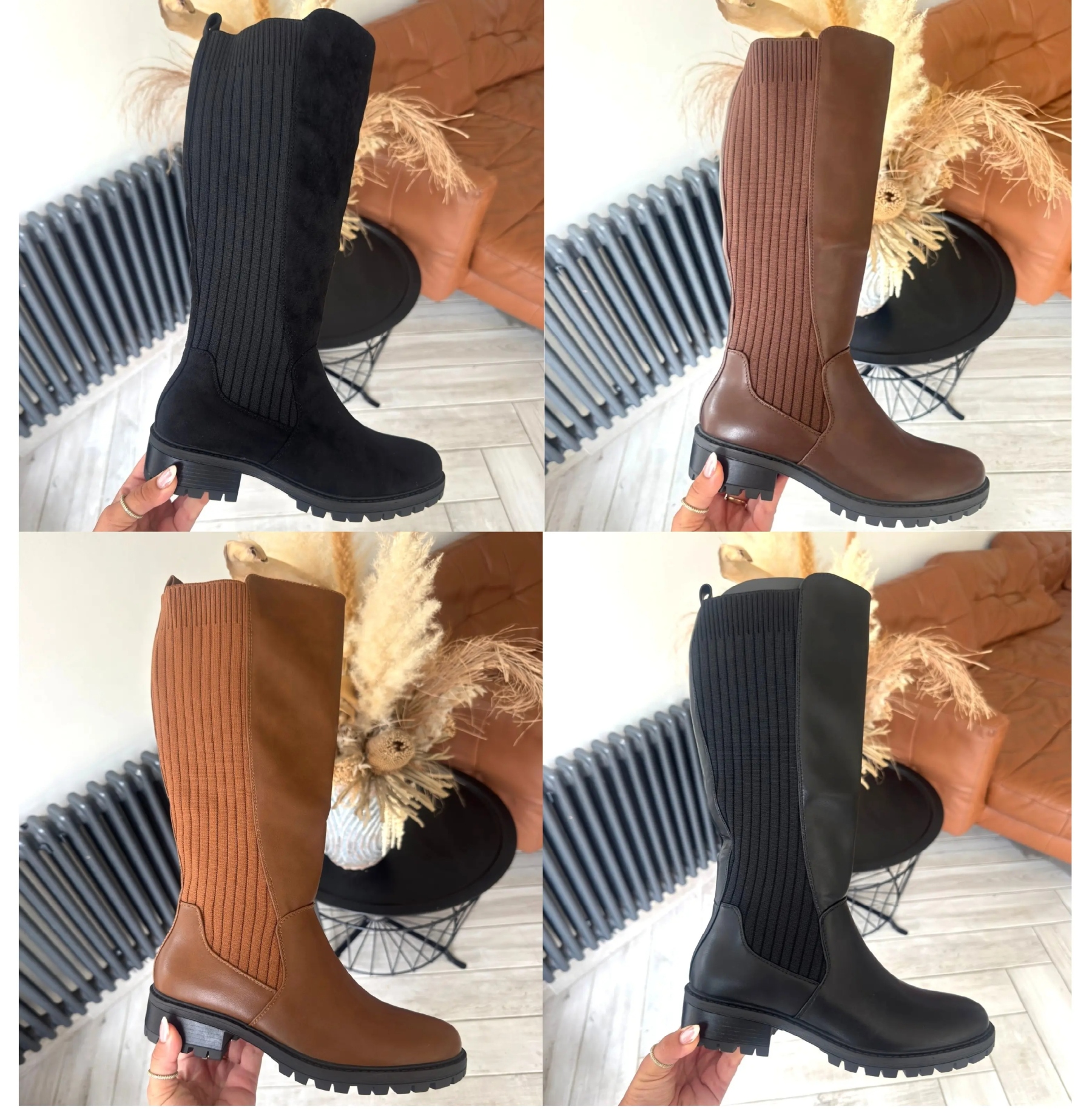Women's Stretch Elastic Gusset Zip Closure Boots
