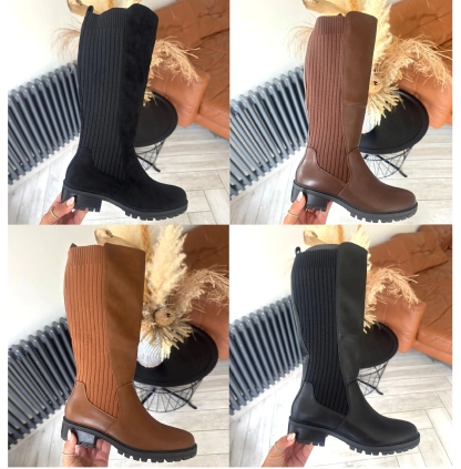 Women's Stretch Elastic Gusset Zip Closure Boots