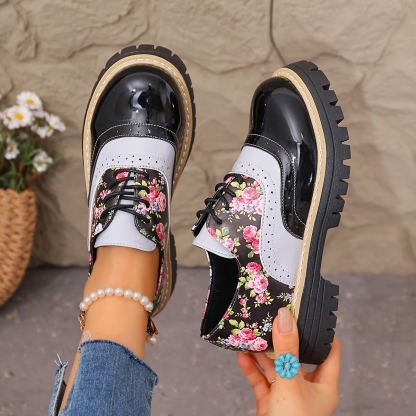 Women's Floral Brogue Single Loafers
