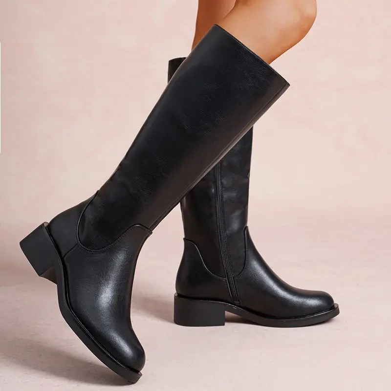 Ladies Faux Leather Zip Comfy Boots