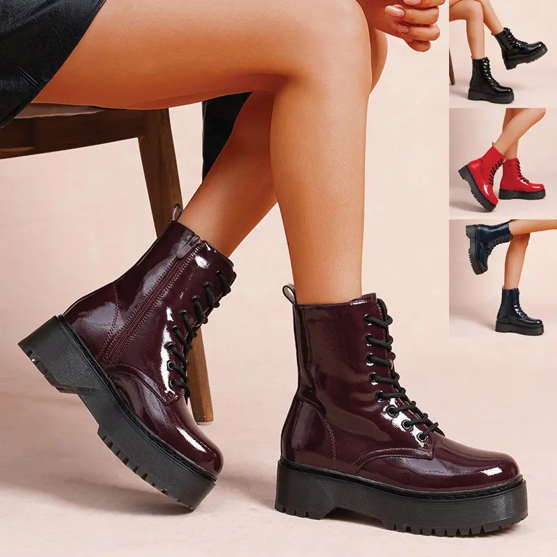 Ladies Punk Goth Zip Casual Boots