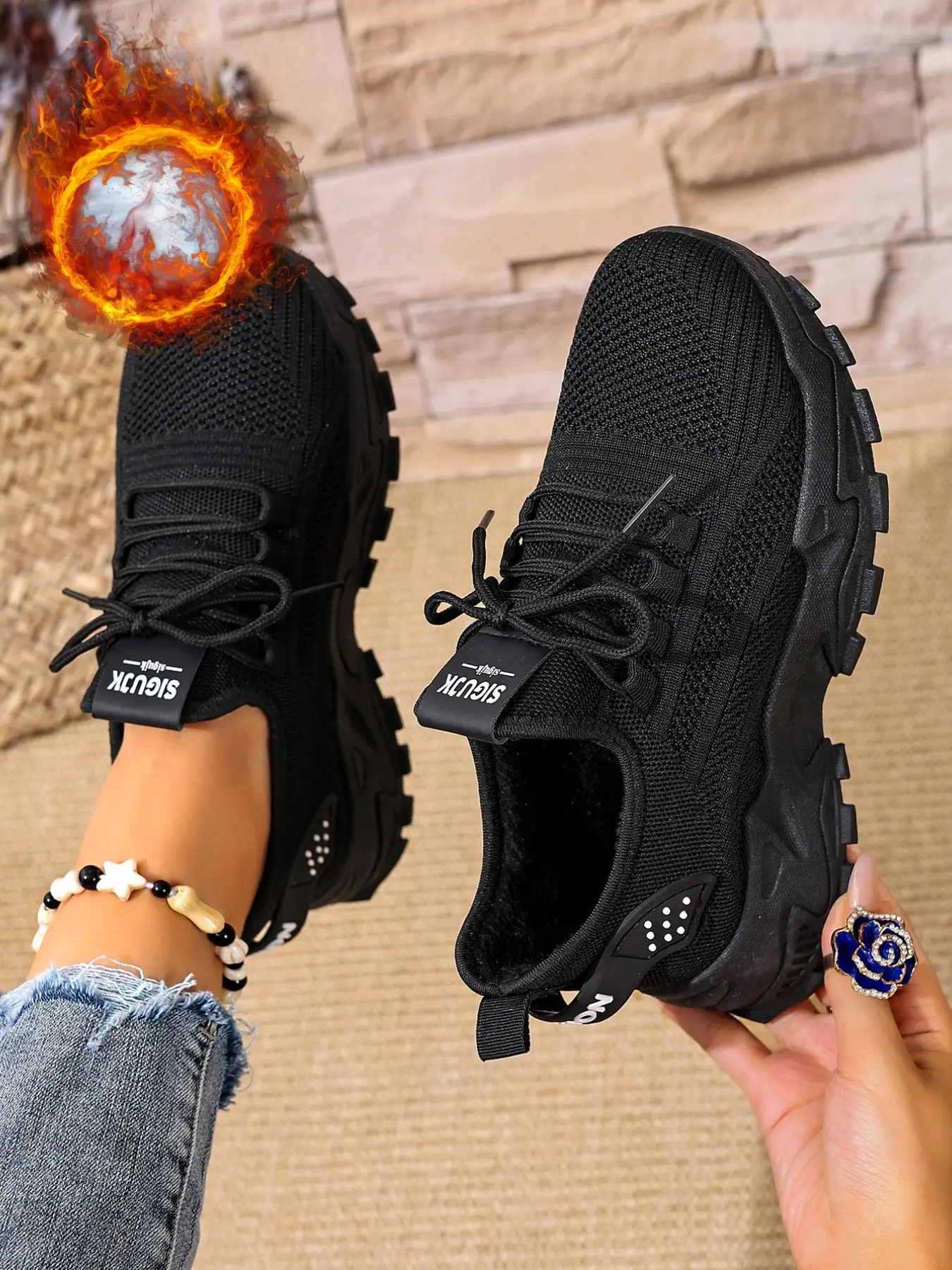 Women's Knit Fleece Lined Sneaker