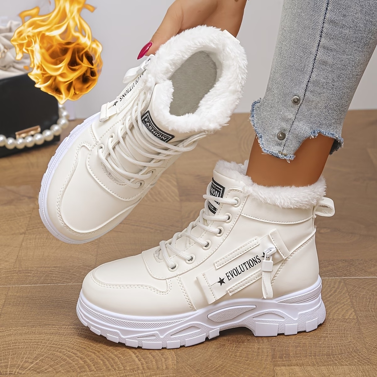 Women's Warm Lace up Winter High Top Sneakers