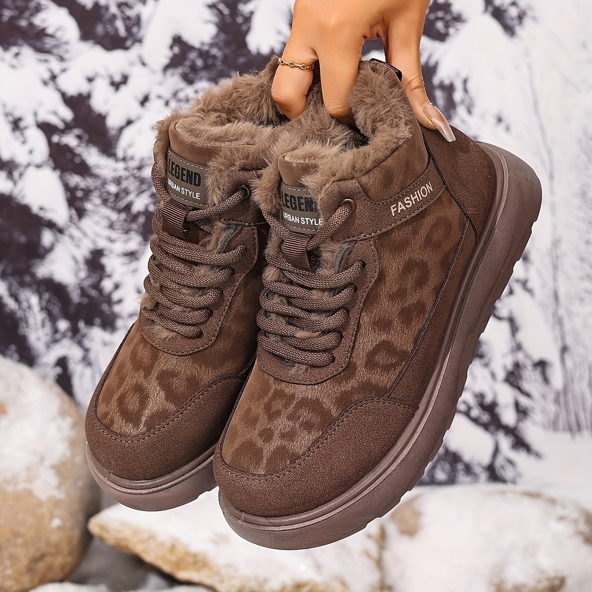 Women's Leopard Laces Short Boots