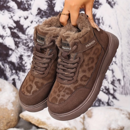 Women's Leopard Laces Short Boots