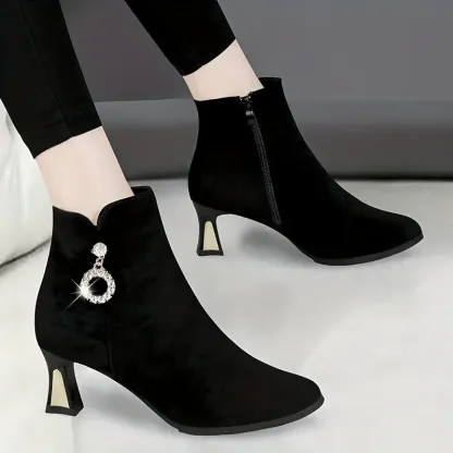 Chic Women's Rhinestone Block Heel Chelsea Boots
