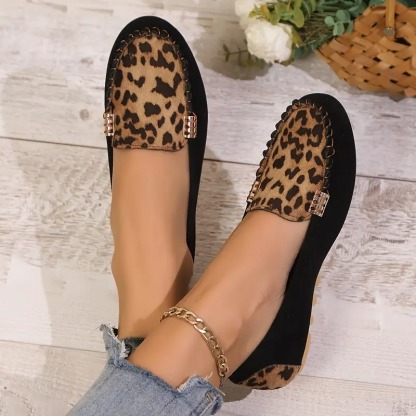 Women's Leopard Print Patchwork Loafers