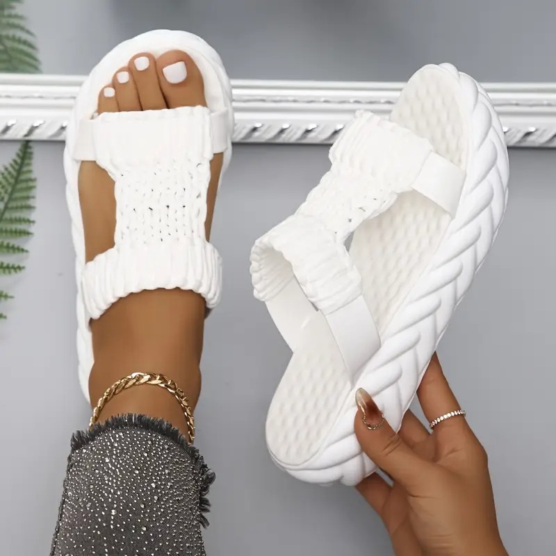 Women's Solid Color Braided Sandals